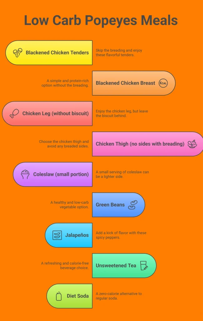 Infographic Showing Low Carb Meals at Popeyes