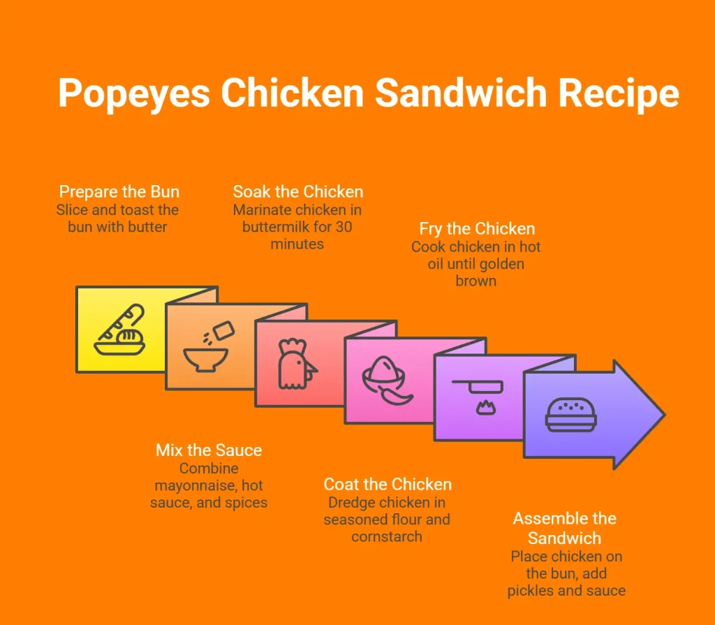 Infographic Showing Popeyes Chicken Sandwich Recipe